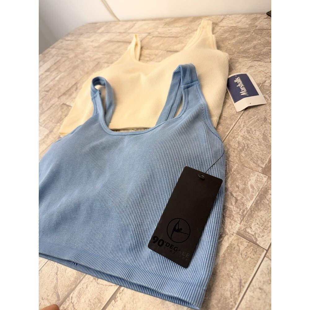 2-PACK 90 DEGREEBY REFLEX FLEX FOR IT SEAMLESS RIB KNIT T-BACK SPORTS BRA SET L - Picture 4 of 9